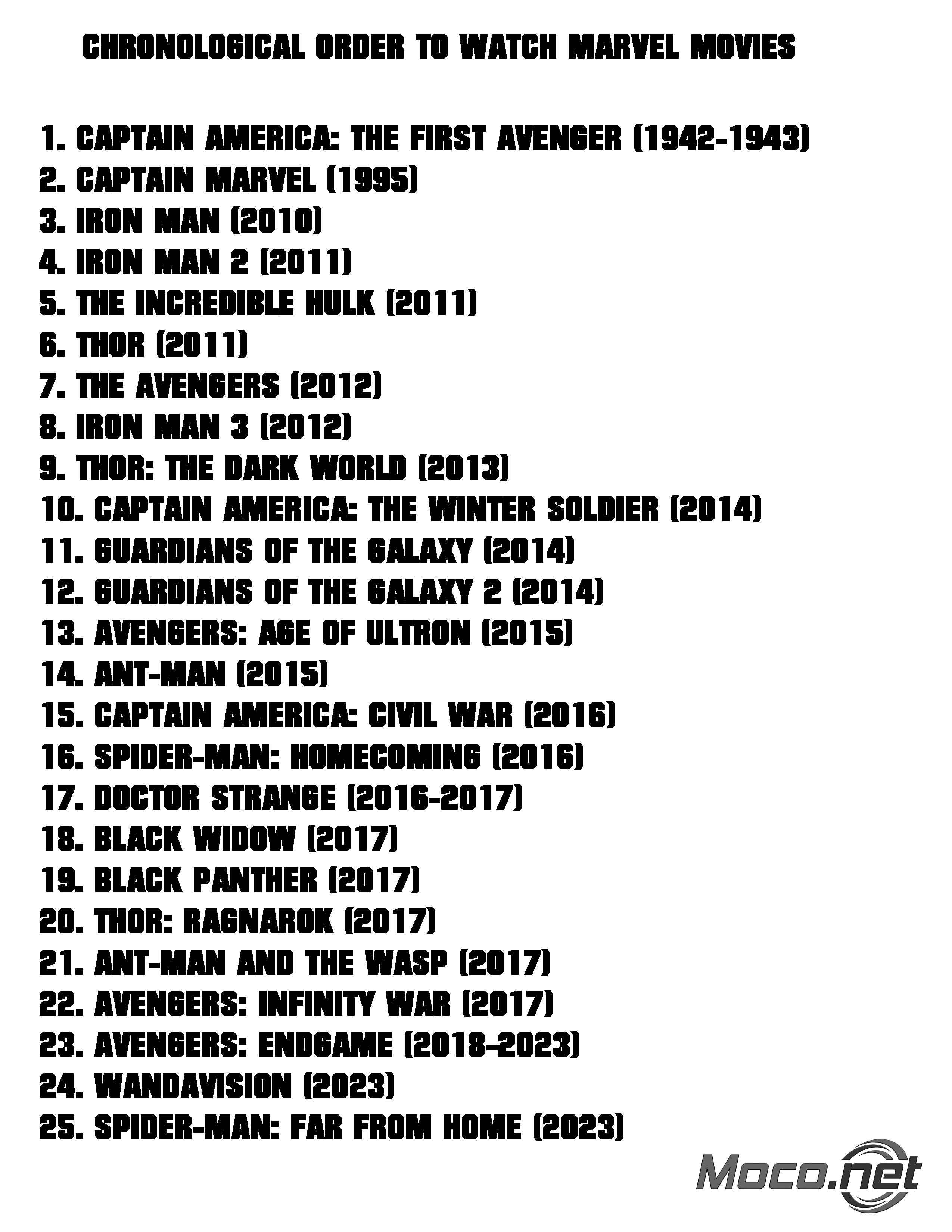 Printable Pdf Image Marvel Movie List To Watch In Order - Moconet